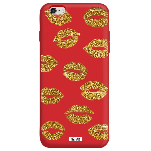 Glitter Lips Apple iPhone 6 s plus Silicone Imperial Red Case