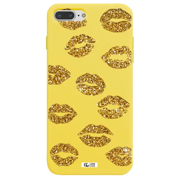 Glitter Lips Apple iPhone 7 plus Silicone canary yellow Case