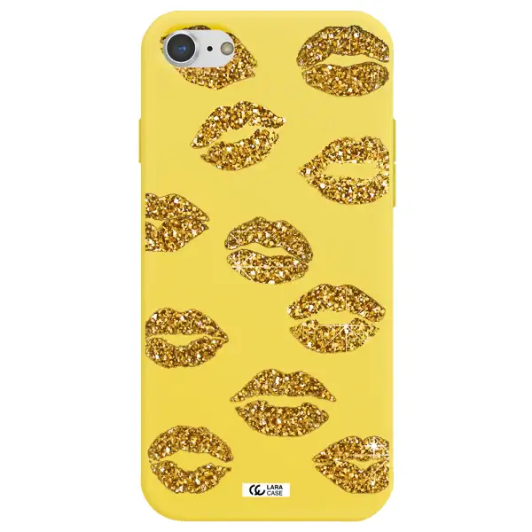 Glitter Lips Apple iPhone 7 Silicone canary yellow Case