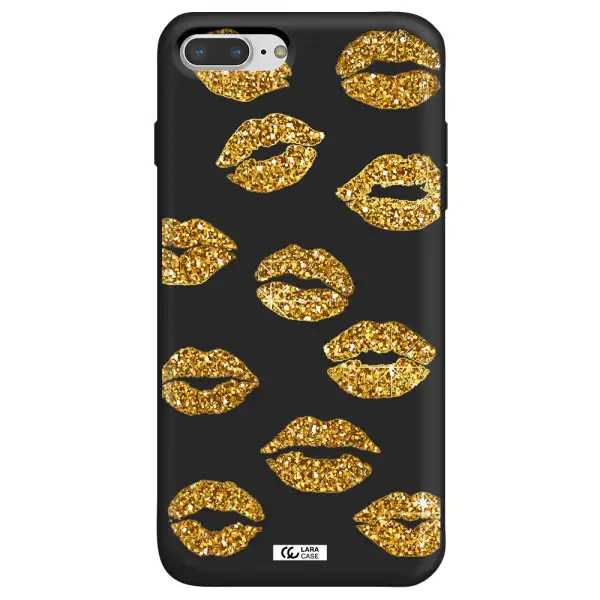 Glitter Lips Apple iPhone 8 plus Silicone black Case