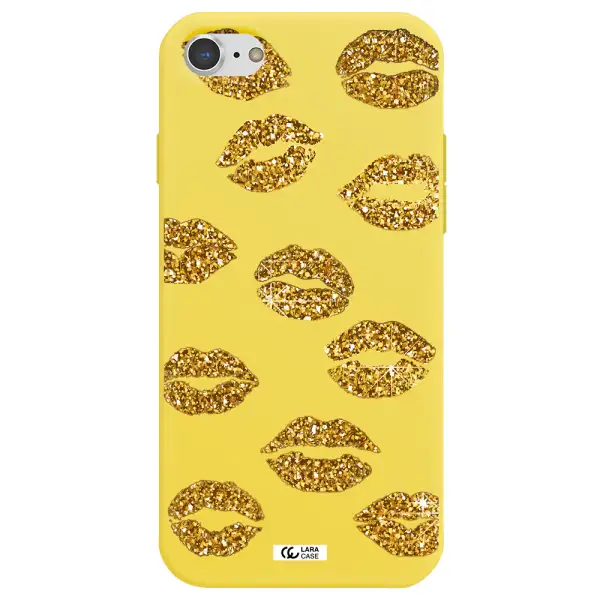 Glitter Lips Apple iPhone 8 Silicone canary yellow Case