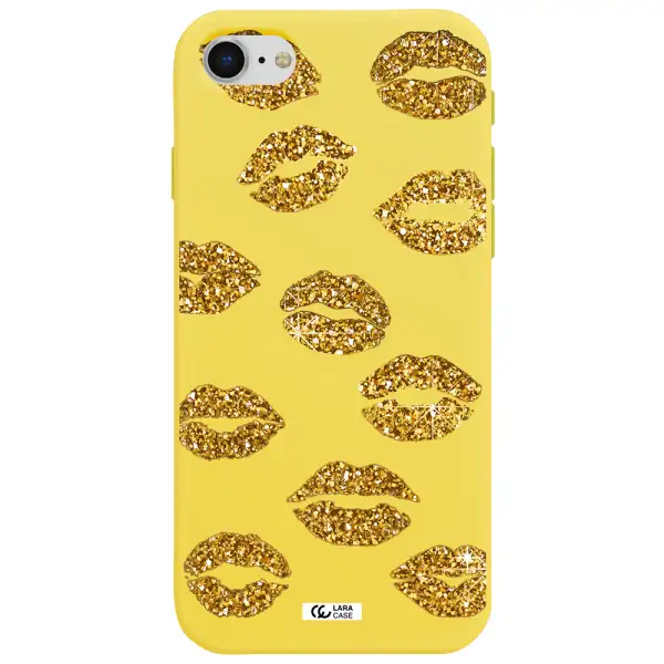Glitter Lips Apple iPhone se 2020 Silicone canary yellow Case