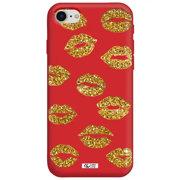Glitter Lips Apple iPhone se 2020 Silicone Imperial Red Case