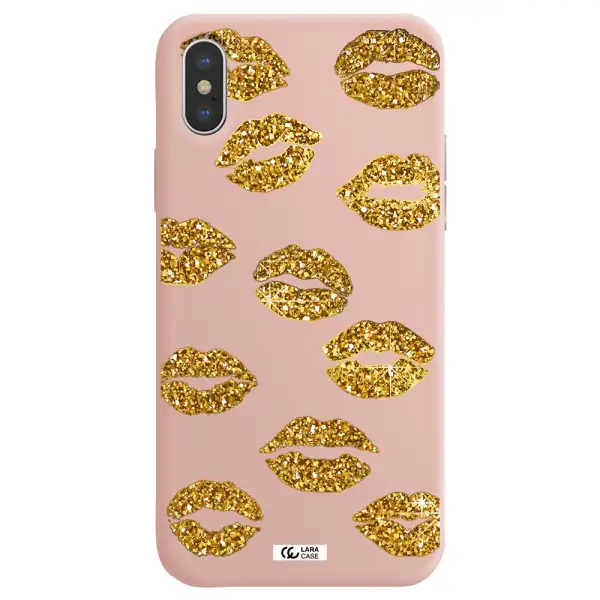 Glitter Lips Apple iPhone X Silicone pastel pink Case