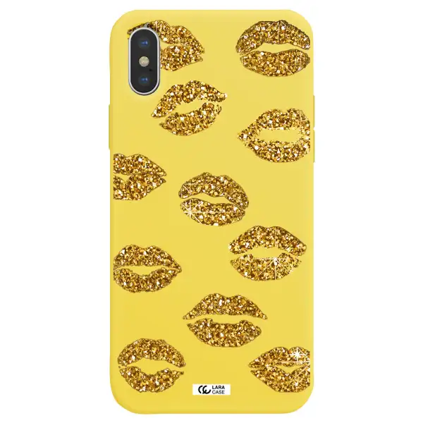 Glitter Lips Apple iPhone XS max Silicone canary yellow Case