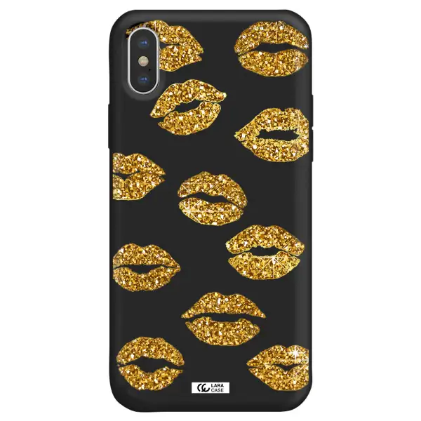 Glitter Lips Apple iPhone XS Silicone black Case