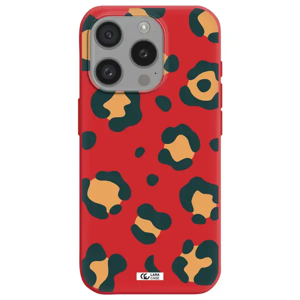 Toon Leopard Apple Iphone 15 Pro Silicone Imperial Red Case