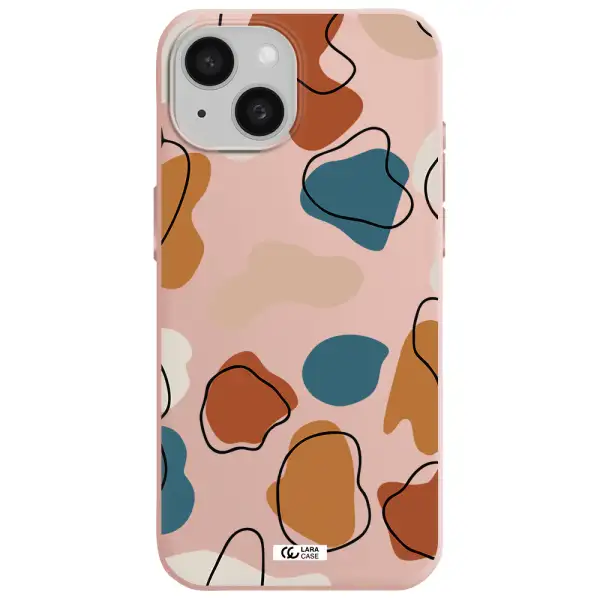 Boho Art Apple Iphone 15 Silicone Pastel Pink Case