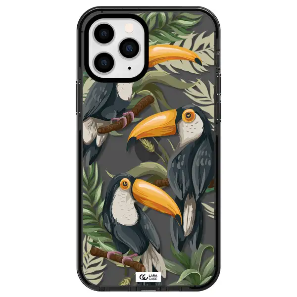 Tropical Bird Apple iPhone 11 pro max impact Smoke Black Case