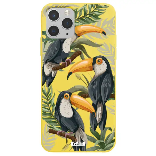 Tropical Bird Apple iPhone 11 pro Silicone canary yellow Case