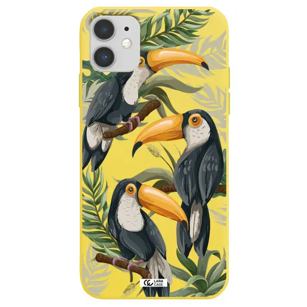 Tropical Bird Apple iPhone 11 Silicone canary yellow Case