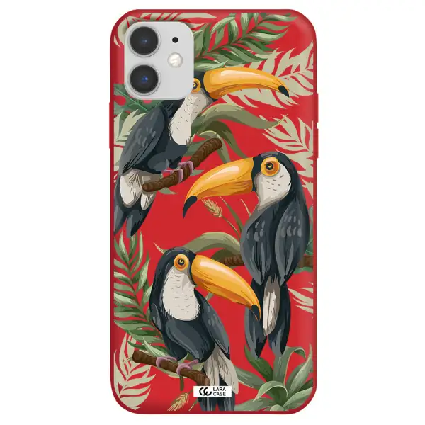 Tropical Bird Apple iPhone 11 Silicone Imperial Red Case
