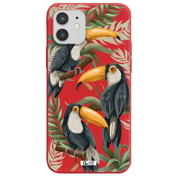 Tropical Bird Apple iPhone 12 mini Silicone Imperial Red Case