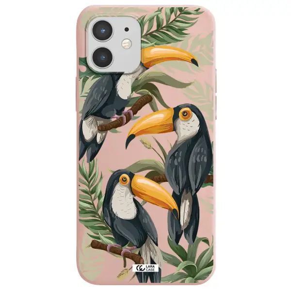 Tropical Bird Apple iPhone 12 mini Silicone pastel pink Case