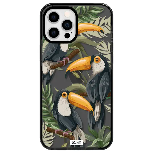 Tropical Bird Apple iPhone 12 pro max impact Smoke Black Case