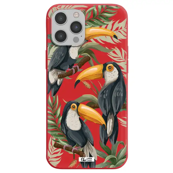 Tropical Bird Apple iPhone 12 pro Silicone Imperial Red Case