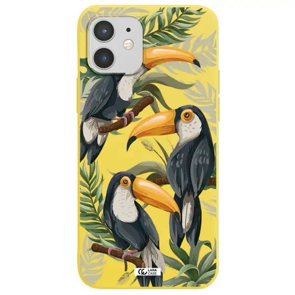 Tropical Bird Apple iPhone 12 Silicone canary yellow Case