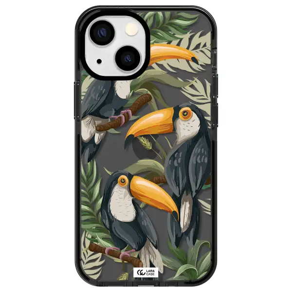 Tropical Bird Apple iPhone 13 mini impact Smoke Black Case