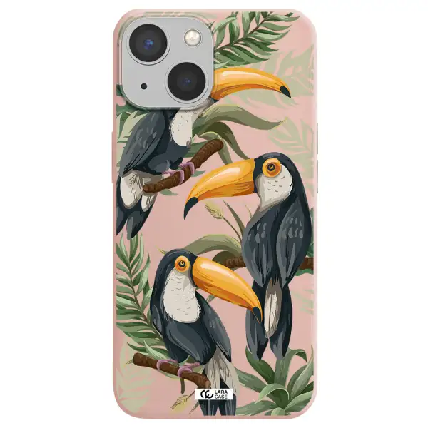 Tropical Bird Apple iPhone 13 mini Silicone pastel pink Case