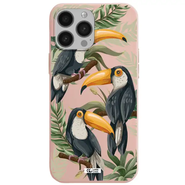 Tropical Bird Apple iPhone 13 Pro Max Silicone pastel pink Case