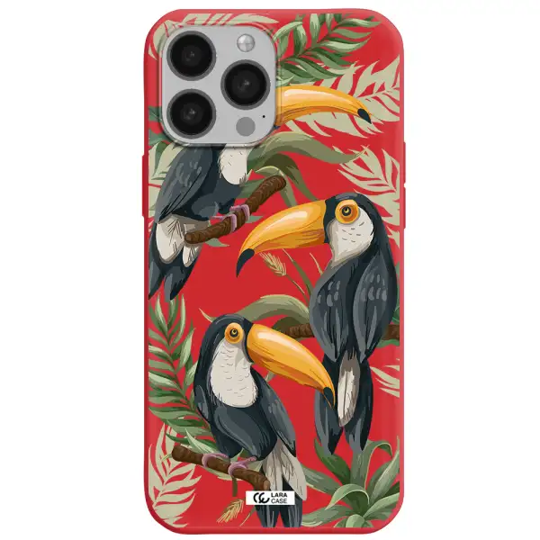 Tropical Bird Apple iPhone 13 Pro Silicone Imperial Red Case