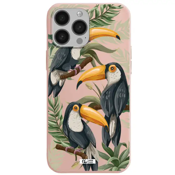 Tropical Bird Apple iPhone 13 Pro Silicone pastel pink Case