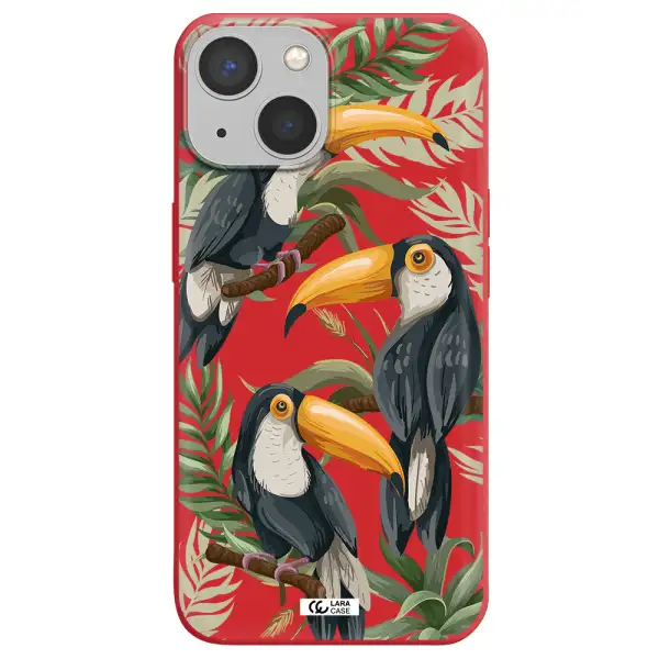 Tropical Bird Apple iPhone 13 Silicone Imperial Red Case