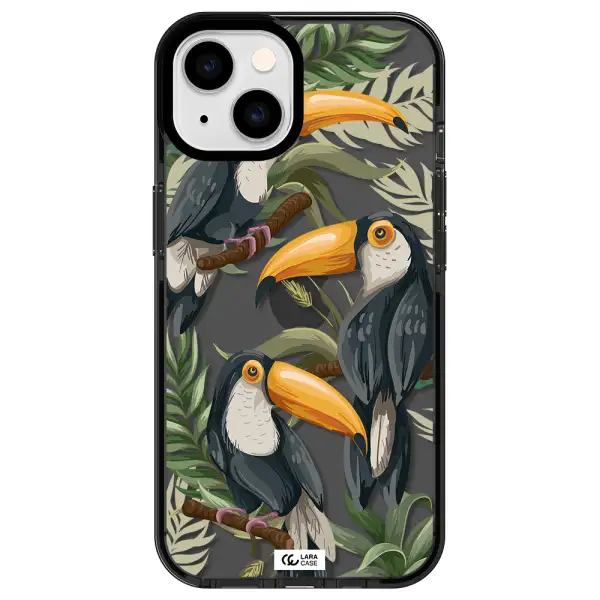 Tropical Bird Apple iPhone 14 impact Smoke Black Case