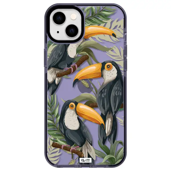 Tropical Bird Apple iPhone 14 plus impact Lilac Case