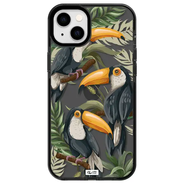 Tropical Bird Apple iPhone 14 plus impact Smoke Black Case