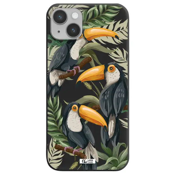 Tropical Bird Apple iPhone 14 plus Silicone black Case