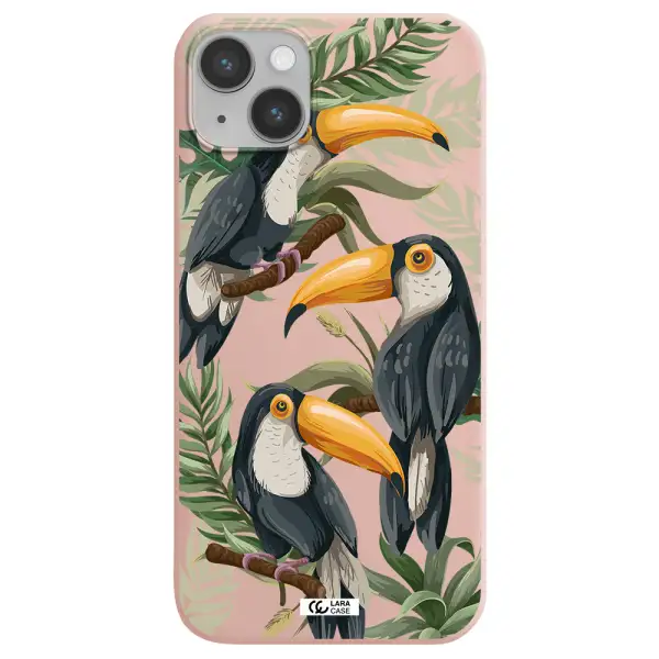 Tropical Bird Apple iPhone 14 plus Silicone pastel pink Case