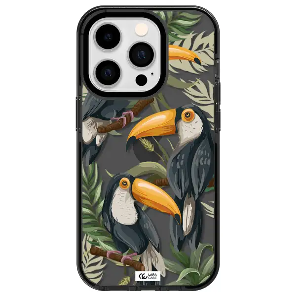 Tropical Bird Apple iPhone 14 pro impact Smoke Black Case