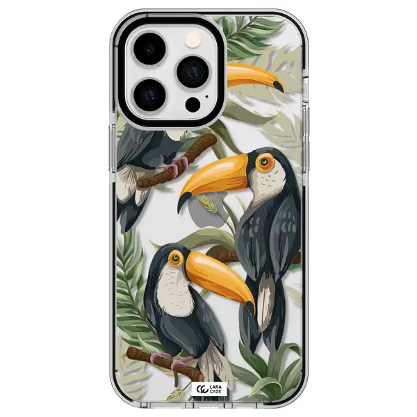 Tropical Bird Apple iPhone 14 pro max impact black border Case