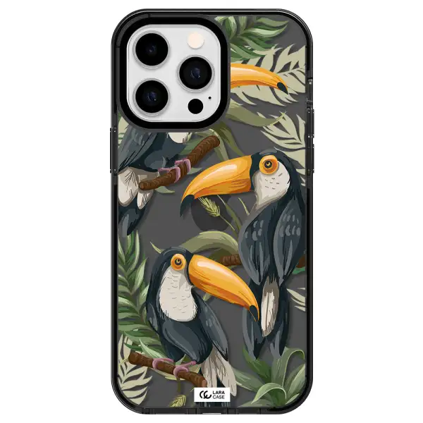 Tropical Bird Apple iPhone 14 pro max impact Smoke Black Case