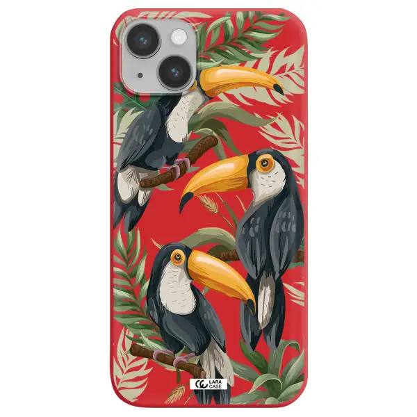 Tropical Bird Apple iPhone 14 Silicone Imperial Red Case