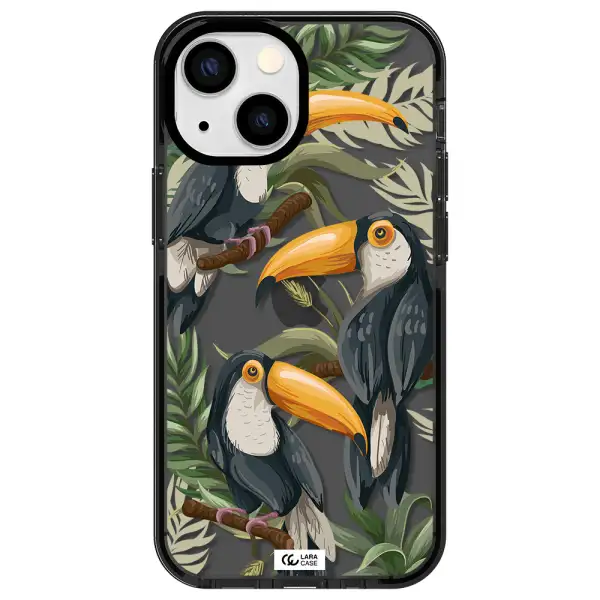 Tropical Bird Apple iPhone 15 impact Smoke Black Case