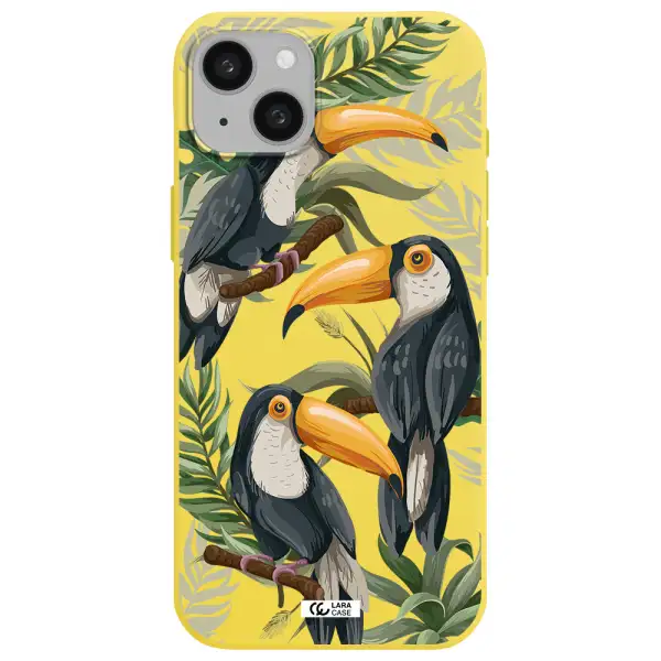 Tropical Bird Apple iphone 15 plus Silicone canary yellow Case
