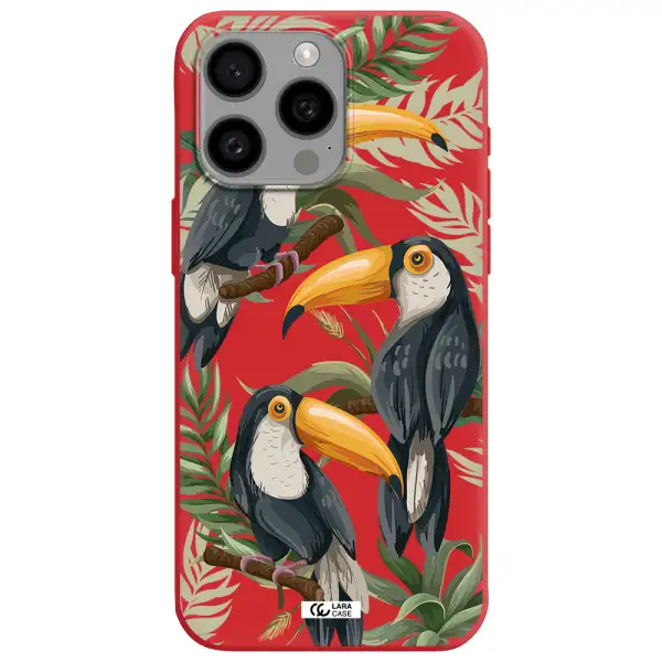Tropical Bird Apple Iphone 15 Pro Max Silicone Imperial Red Case