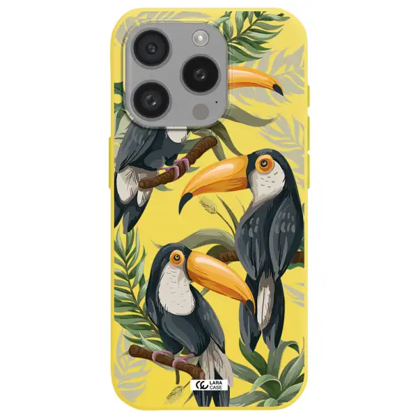 Tropical Bird Apple Iphone 15 Pro Silicone Canary Yellow Case