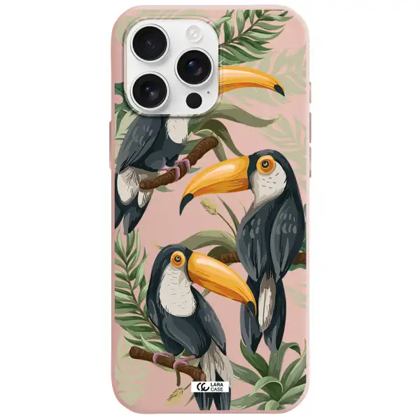 Tropical Bird Apple Iphone 16 Pro Max Silicone Pastel Pink Case