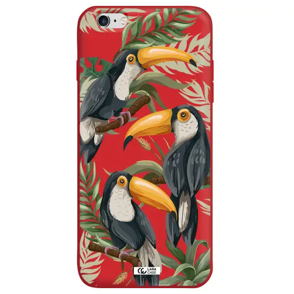 Tropical Bird Apple iPhone 6 plus Silicone Imperial Red Case