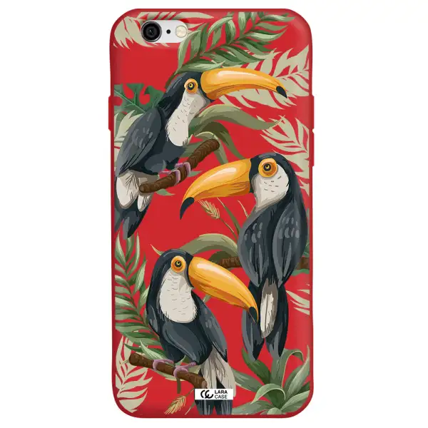 Tropical Bird Apple iPhone 6 Silicone Imperial Red Case