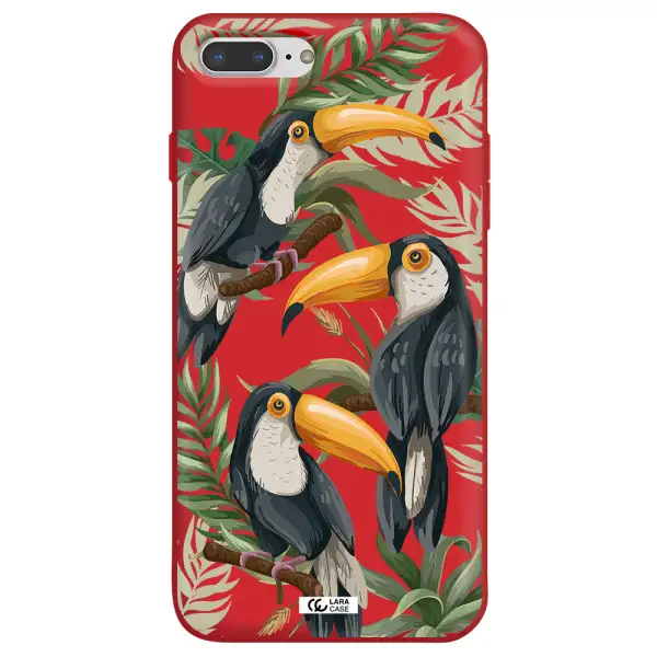 Tropical Bird Apple iPhone 7 plus Silicone Imperial Red Case