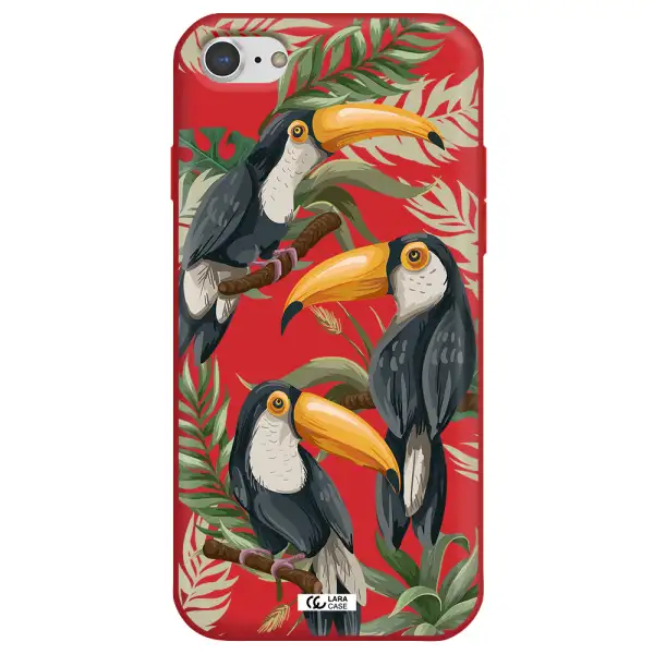 Tropical Bird Apple iPhone 8 Silicone Imperial Red Case