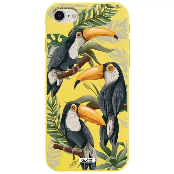 Tropical Bird Apple iPhone se 2020 Silicone canary yellow Case