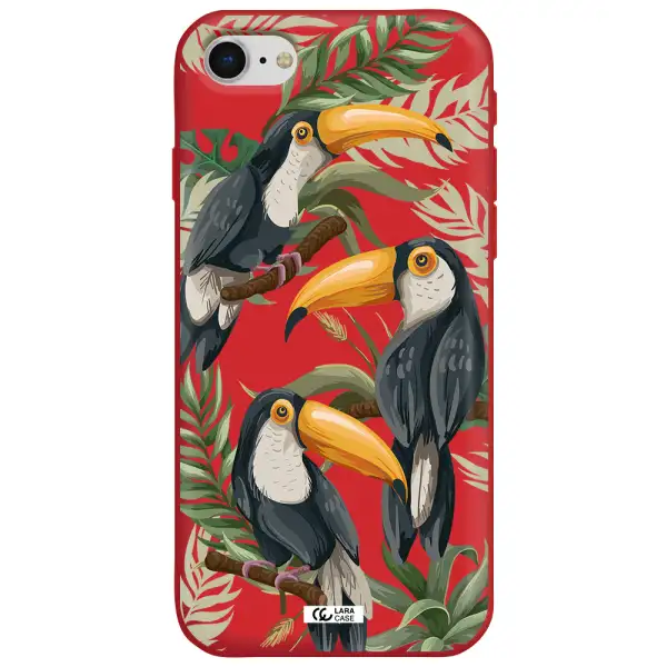 Tropical Bird Apple iPhone se 2020 Silicone Imperial Red Case