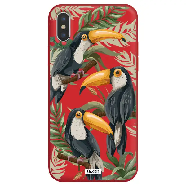 Tropical Bird Apple iPhone XS max Silicone Imperial Red Case