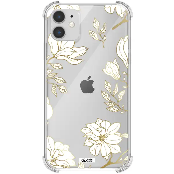 Golden And White Flower Apple iPhone 11 Clear PC Case