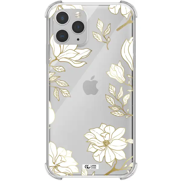 Golden And White Flower Apple iPhone 11 pro Clear PC Case